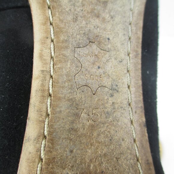 Tory Burch CHELSEA Black Suede Gold Cap Toe Ballet Flats Size 7.5 - Picture 8 of 8